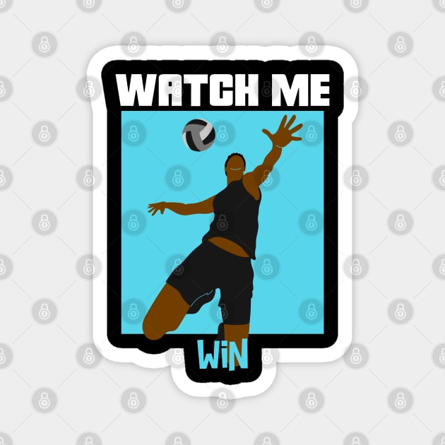 Watch Me Win Brown Skin Black Boy Joy Man Male Soccer Football Athlete Sports Afro Kwanzaa Gift Design Magnet by Created by JR