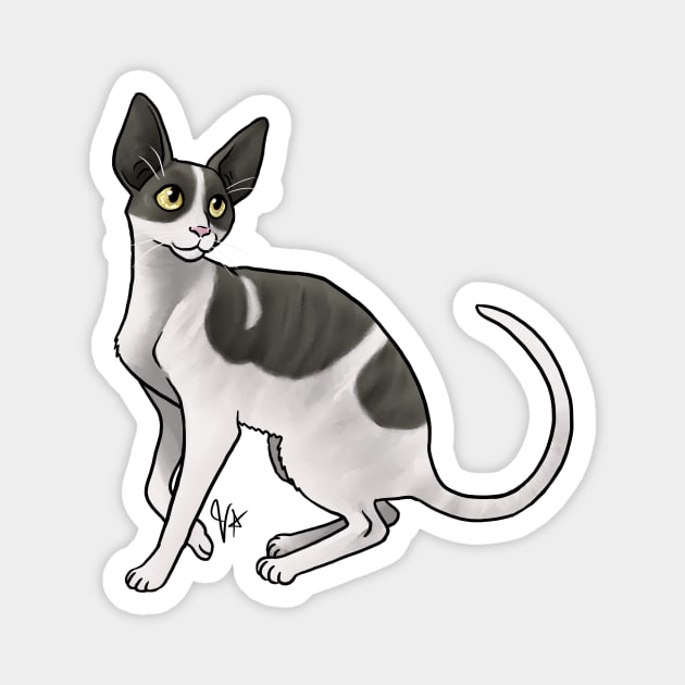 Cat - Cornish Rex - Black and White Magnet by Jen's Dogs Custom Gifts and Designs