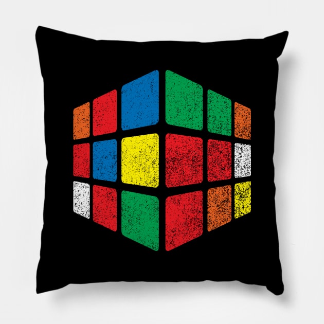 Distressed Cube Pillow by GloopTrekker