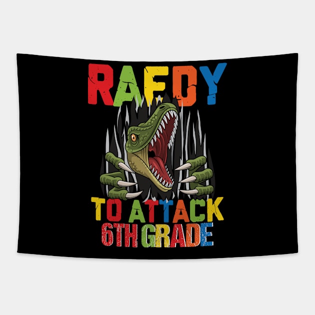 Funny Ready To Attack 6th Grade Shark First Day of School Gifts Kids Tapestry by smtworld