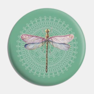 Dragonfly on mandala Pin