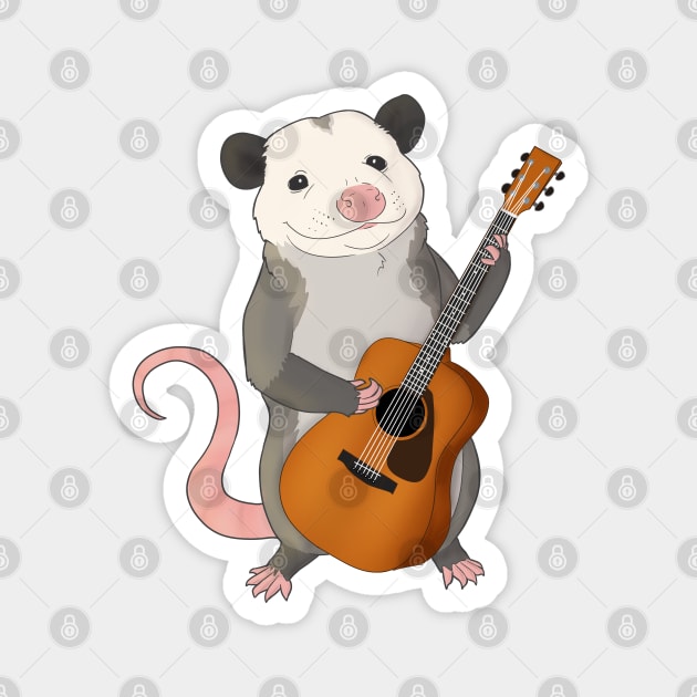 Opossum playing guitar Magnet by Mehu Art