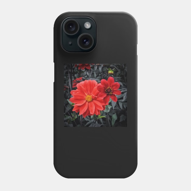 Red Dahlia Flower Botanical art. Floral design. Phone Case by BarbaraGlebska