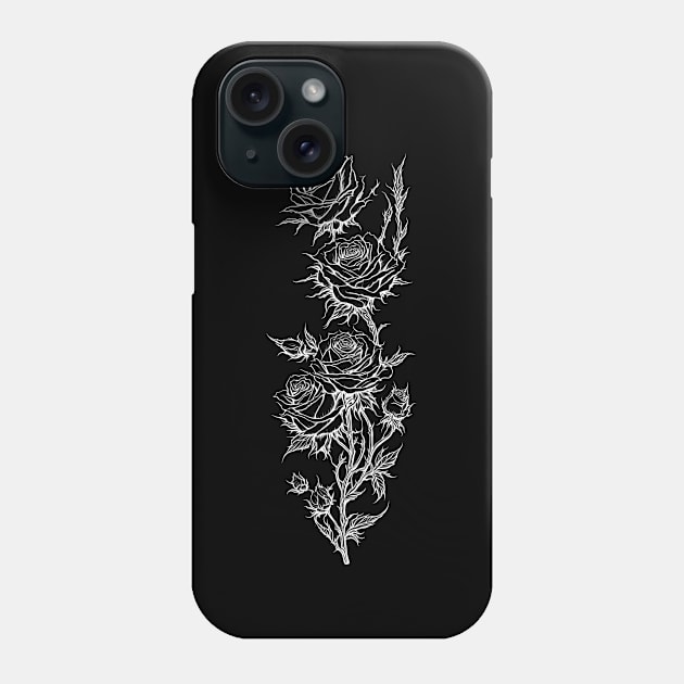 White Thorny Roses Phone Case by ArtMichalS