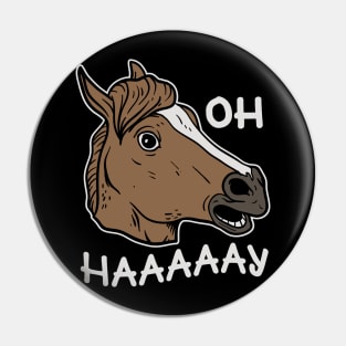 Oh Haaaaay Funny Horse Mask Pin