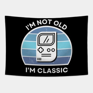 I'm not old, I'm Classic | Handheld Console | Retro Hardware | Vintage Sunset | '80s '90s Video Gaming Tapestry