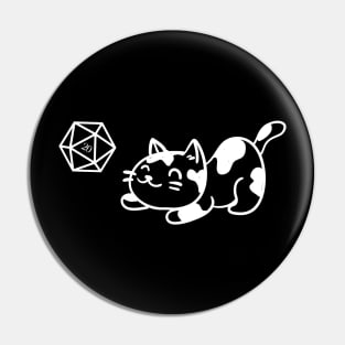 Cute Cat with RPG D20 Dice for Cat Lovers Pin