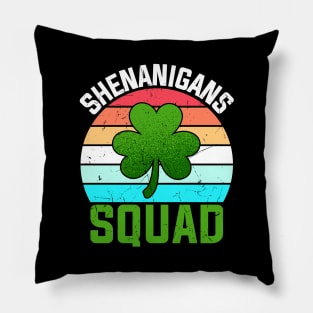 Shenanigans Squad Shamrocks Funny St Patricks Day Pillow