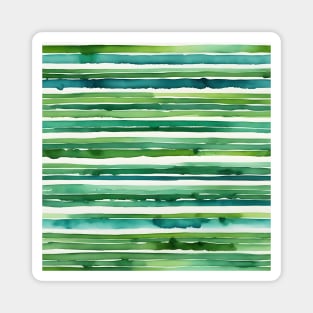 Horizontal green watercolor stripes Magnet