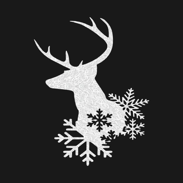 White Swirl Pattern Christmas Deer by Atteestude