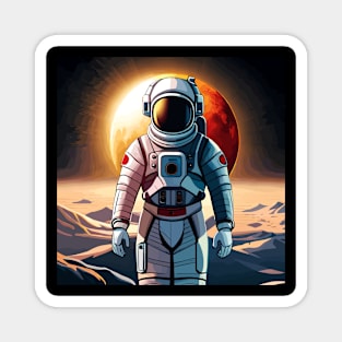 Spaceman astronaut with a red moon behind Magnet