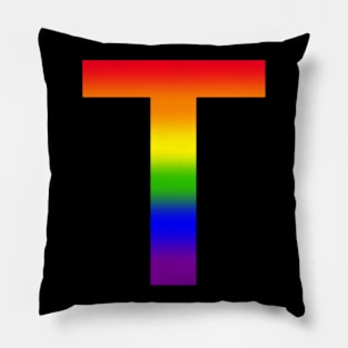 Rainbow Letter T Pillow