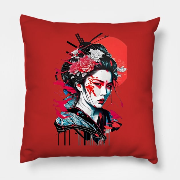 Japanese geisha girl Pillow by Deartexclusive