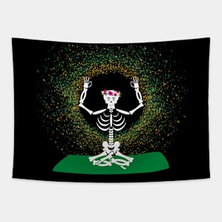 Meditating yogic skeleton Tapestry