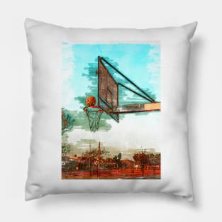 Basketball Hoop In Argentina Marker Sketch Pillow