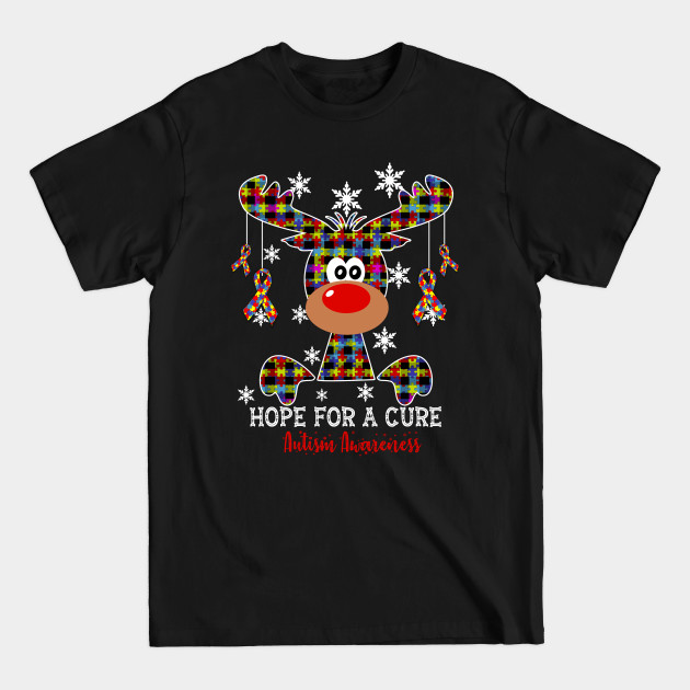 Disover Reindeer Hope For A Cure Autism Awareness Christmas - Autism Awareness - T-Shirt