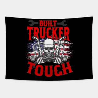 Built Trucker Tough Big Rig Driver American Flag Tapestry