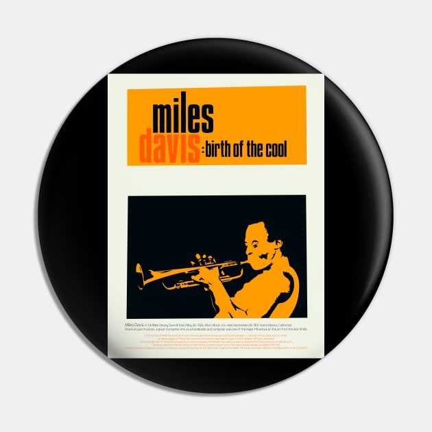Miles Davis - Minimal Tribute to 'Birth of the Cool' Pin by Boogosh
