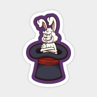 Evil White Bunny In Magician Hat Magnet