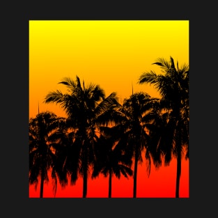 Palm Trees Palm Tree Sunset Square Vacation T-Shirt