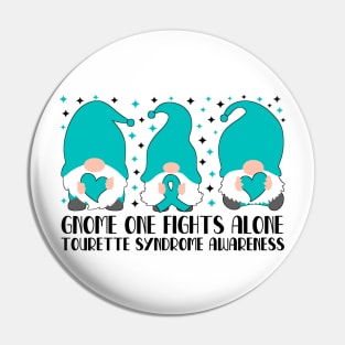 Gnome One Fights Alone Tourette Syndrome Awareness Pin