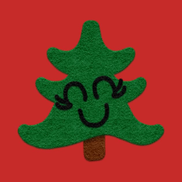 Smiling Cute Felt Look Christmas Trees | Cute Stickers by Cherie(c)2021 by CheriesArt
