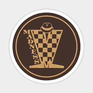 Madness Vintage Plastisol Texture Checkerboard Brown Magnet