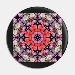 Crystal Hearts and Flowers Valentines Kaleidoscope pattern (Seamless) 34 Pin