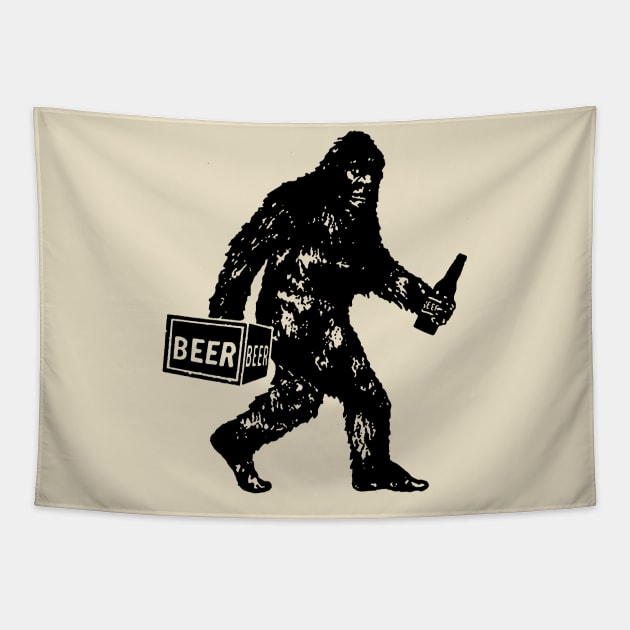 Bigfoot Drinking Beer Funny Tapestry by toyrand