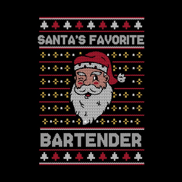 Santa's Favorite Bartender // Funny Ugly Christmas Sweater // Bar Tender Holiday Xmas by Now Boarding