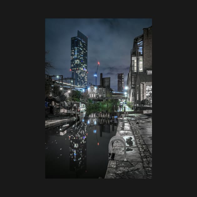 Rochdale Canal at Night with Beetham Tower Manchester by TonyNorth