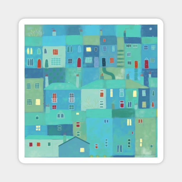 Blue Town Magnet by NicSquirrell