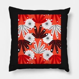 Festive floral ornament in red Pillow