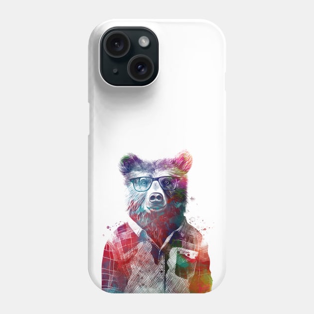 Bear hipster graphic art Phone Case by JBJart