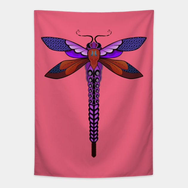 Purple Dragonfly Tapestry by SunGraphicsLab