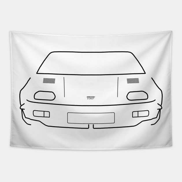 Triumph TR7 1970s classic British sports car black outline graphic Tapestry by soitwouldseem