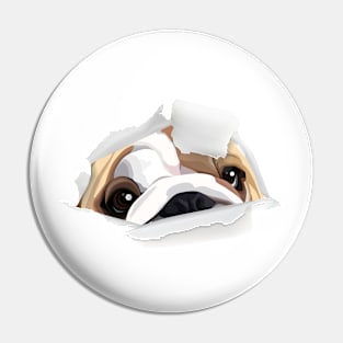 Cute Bulldog Hiding Design Pin