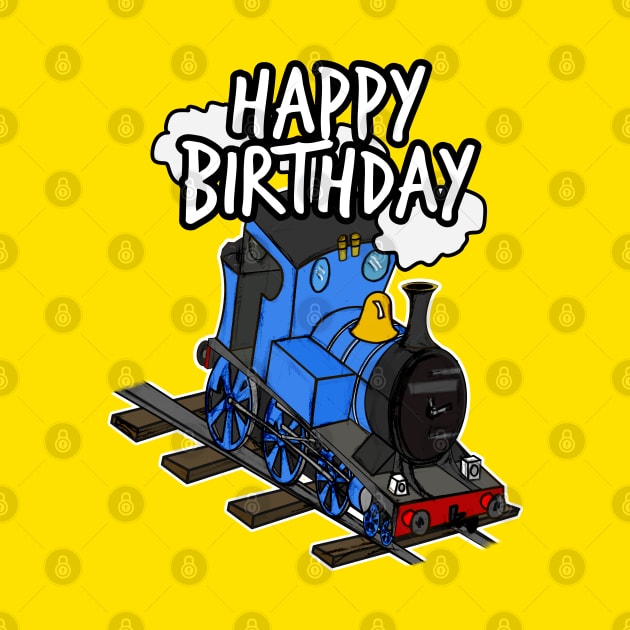 Birthday Train Steam Locomotive Railway Model Railroad (Blue) by doodlerob