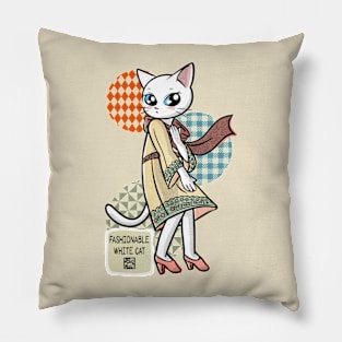 Fashionable white cat Pillow