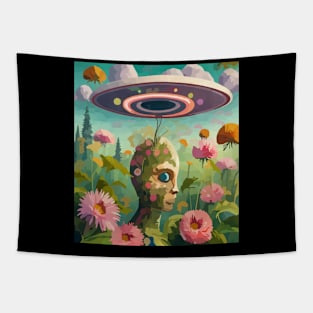 watercolor flowers extraterrestrial moment Tapestry