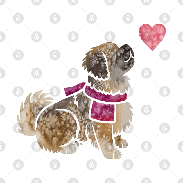 Tibetan Spaniel watercolour by animalartbyjess