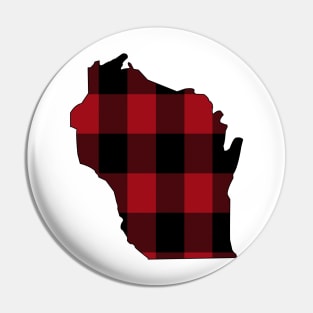 Wisconsin in Red Plaid Pin
