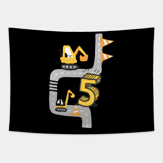 5 Geburtstag 5 Jahre Alt Bagger Geburtstagsgeschenk Gift Tapestry Teepublic