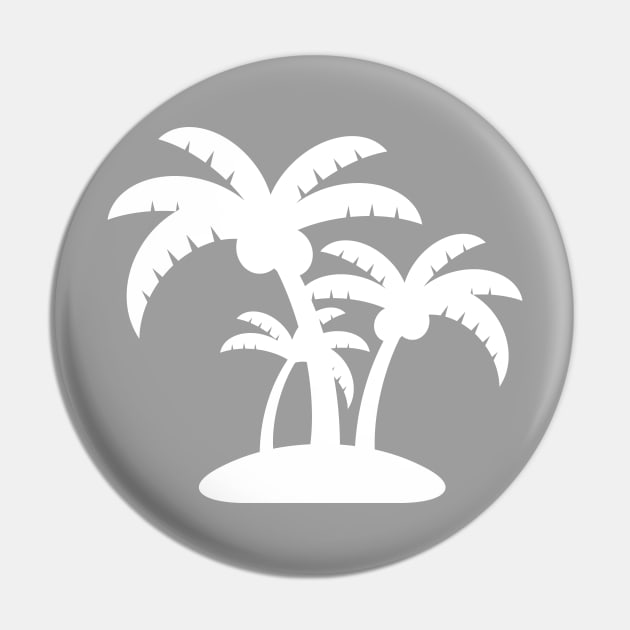 White Coconut Tree Summer Tropic Design on Gray Pin by Syressence