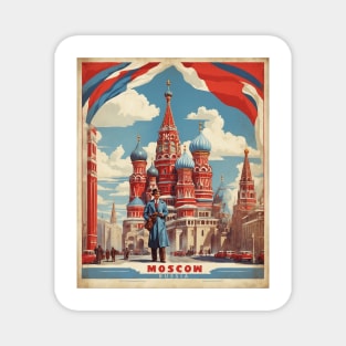 Russia Moscow Vintage Tourism Poster Magnet