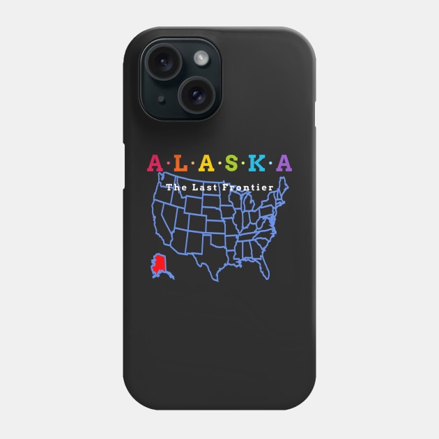 Alaska, USA. The Last Frontier (Map Version) Phone Case by Koolstudio