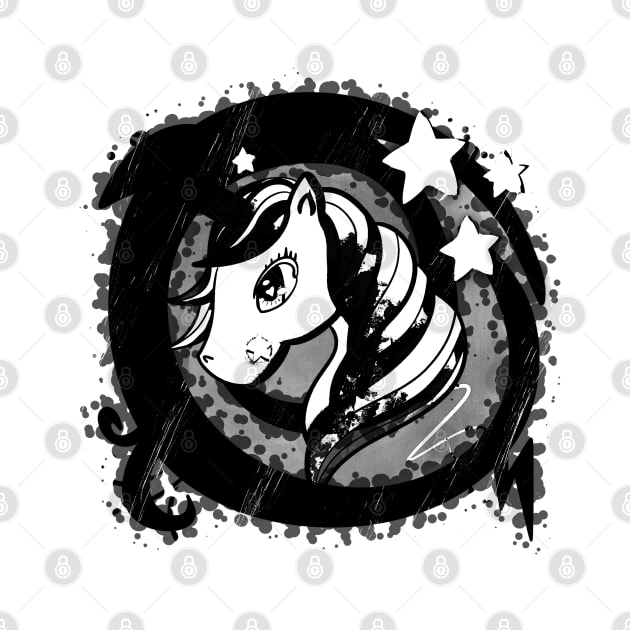 Grunge Unicorn - Black White Abstract by MaystarUniverse