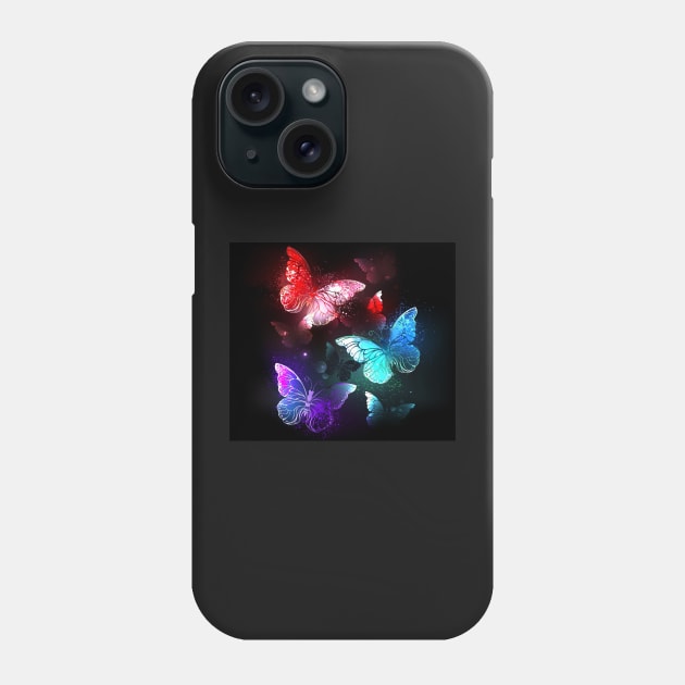 Three Glowing Butterflies Phone Case by Blackmoon9