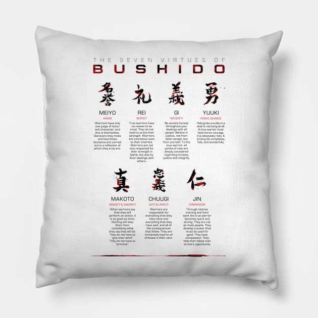 Bushido Code White Pillow by nabakumov