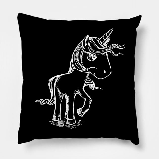 Cute and Fabulous Unicorn Draw Magic Gift Tee Pillow by PolygoneMaste